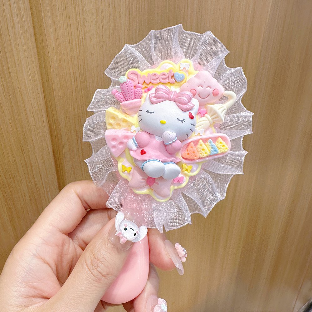 Pink Cute Adorable Kitty Cat Cartoon DIY Handmade Fake Cream Glue Decoden Comb