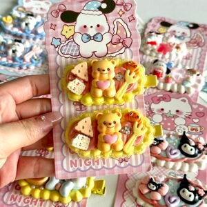 Cute Butter Bear Cartoon DIY Handmade Fake Cream Glue Decoden Hair Clip