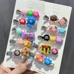 Colorful Adorable Cute M&Ms World Cartoon DIY Handmade Fake Cream Glue Decoden Hair Clip