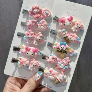 Pink Cute Sanrio Melody Cartoon DIY Handmade Fake Cream Glue Decoden Hair Clip