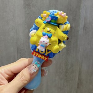 Yellow Cute Adorable Pom Pom Purin Cartoon DIY Handmade Fake Cream Glue Decoden Comb