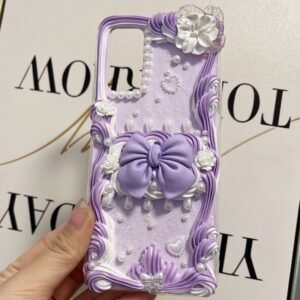 Purple Bowtie Dreamy Girly Handmade DIY Decoden Phone Case