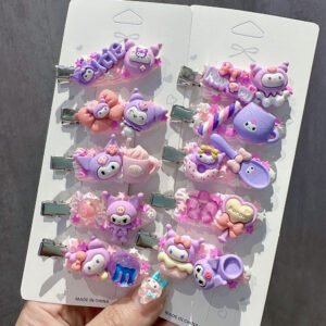 Purple Adorable Sanrio Kuromi Cartoon DIY Handmade Fake Cream Glue Decoden Hair Clip